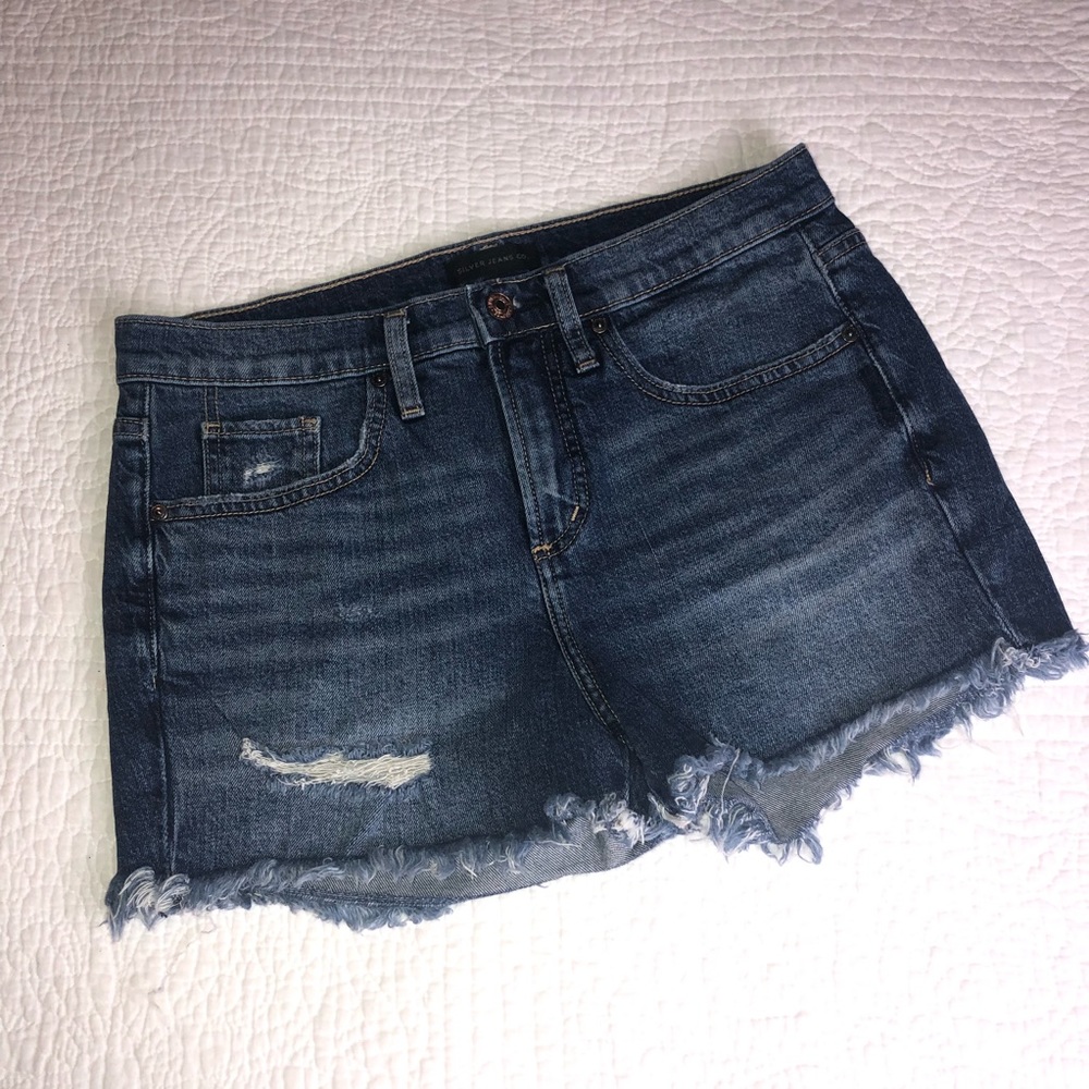 SILVER JEANS CO. Not Your Boyfriend’s Shorts Cutoff distressed denim EUC Sz 26 - Picture 2 of 10